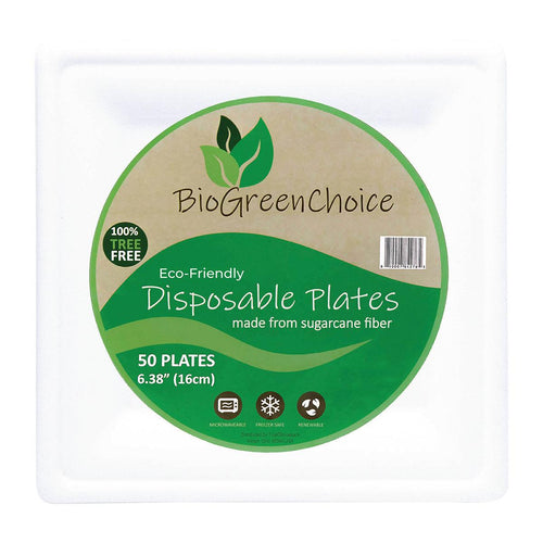 6.38-inch Compostable Fiber/Bagasse Square Plates