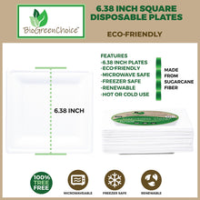 Load image into Gallery viewer, 6.38-inch Compostable Fiber/Bagasse Square Plates