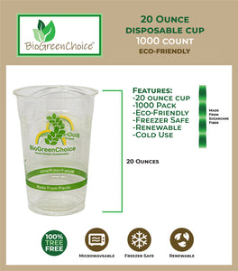 20 oz Eco-Friendly Clear PLA Cold Cup (1000 Count) printed