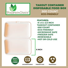 Load image into Gallery viewer, 9x6x2.5&quot; Eco-Friendly Disposable Food Takeout Container / Hoagie Box (500 Count)