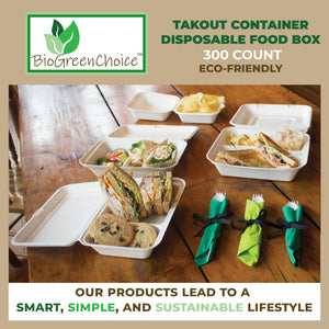 8x8.5x2.8 Eco-Friendly Takeout Box (300 Count)