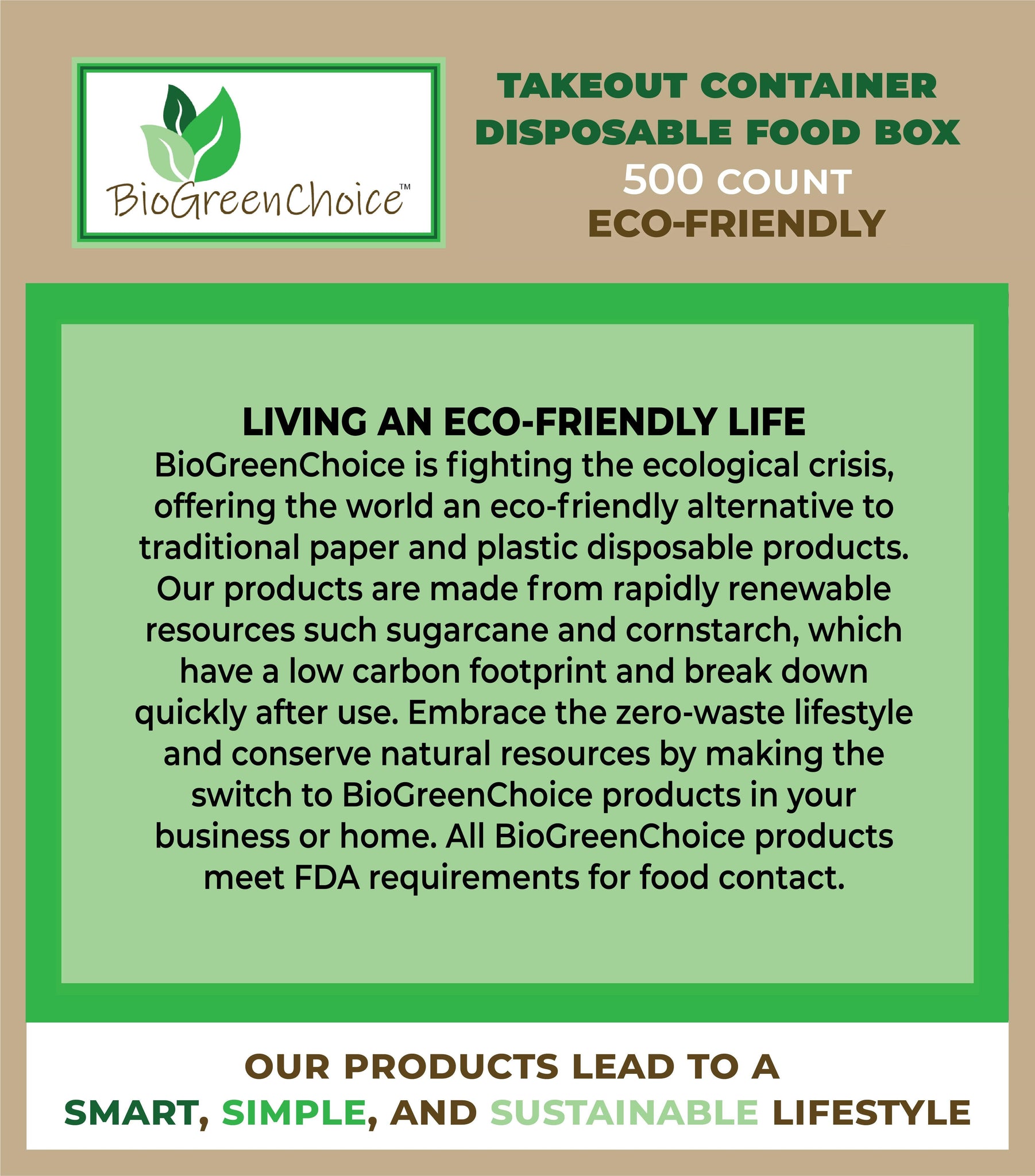 6x6x3 Eco-Friendly Disposable Takeout Box / Burger Box (500 Count) –  BioGreenChoice