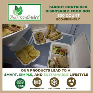 8x8.5x2.8 Eco-Friendly Takeout Box (300 Count)