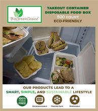Load image into Gallery viewer, 9x6x2.5 Eco-Friendly Disposable Takeout Box / Double Compartment Container (500 Count)