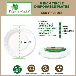 6" Compostable Fiber/Bagasse Ripple Edge Plate (1000 count)