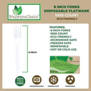 6" Fork - Eco-Friendly /C-PLA (1000 Count)