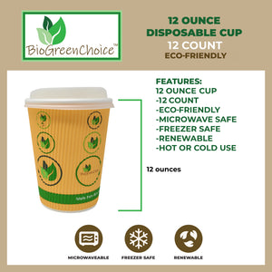 12oz Eco-Friendly Ripple Wall Hot Cup (144 count, 12 packs of 12)