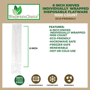 6"  Compostable Eco-Friendly White Knife