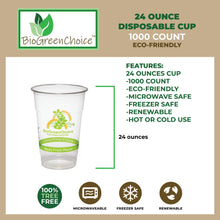 Load image into Gallery viewer, 24 oz Eco-Friendly Clear PLA Cold Cup (1000 Count) printed