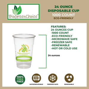 24 oz Eco-Friendly Clear PLA Cold Cup (1000 Count) printed