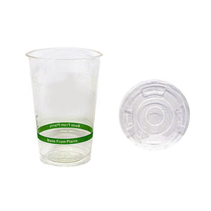 LID - ( Straw Hole) - 10 to 24 oz Compostable Clear PLA Cold Cup