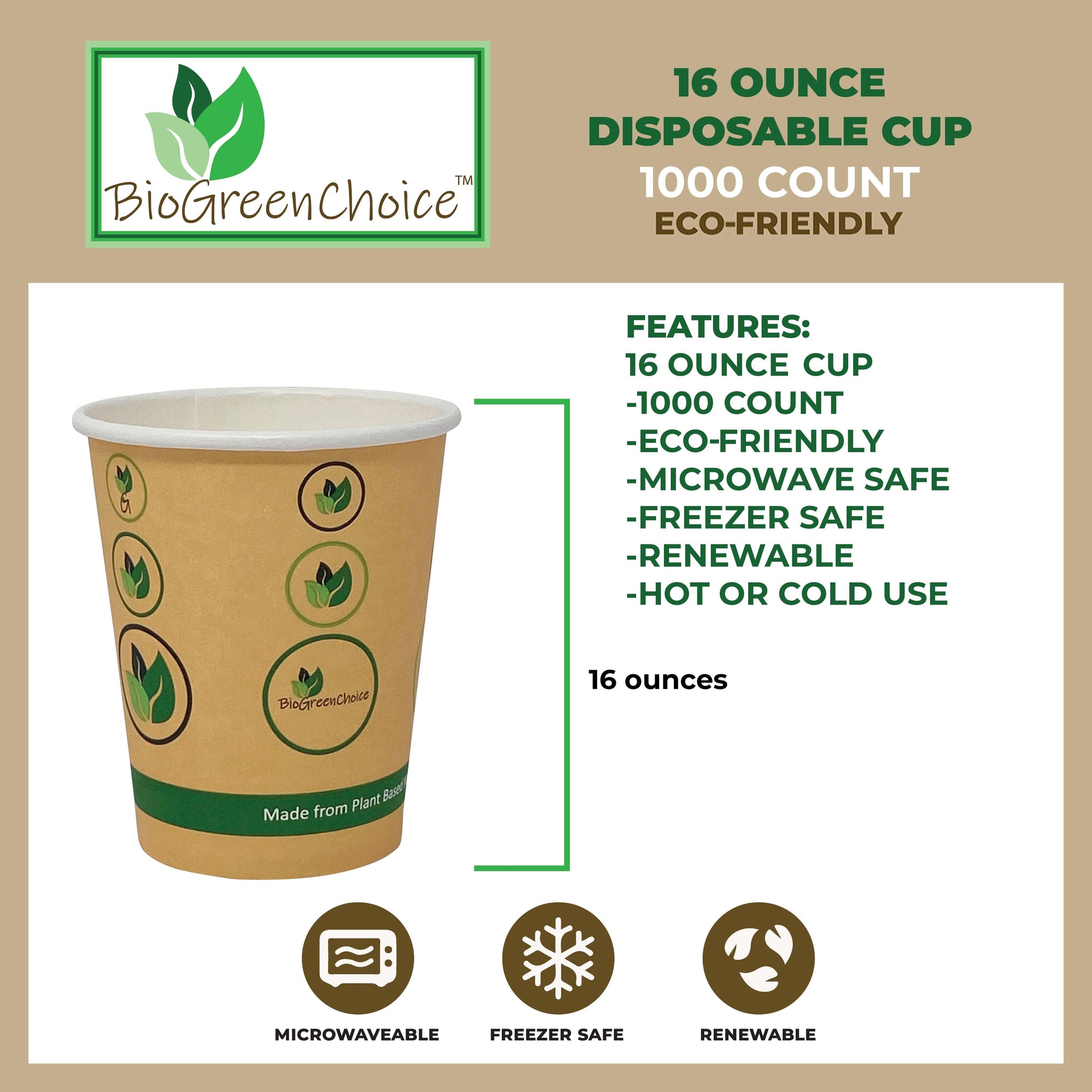 16 OZ Paper Hot Cup:Unicup/1000 Count — Enterprise Coffee