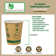 Load image into Gallery viewer, 16 oz Eco-Friendly Hot Paper Cup W/Bio Lining (1000 Count)