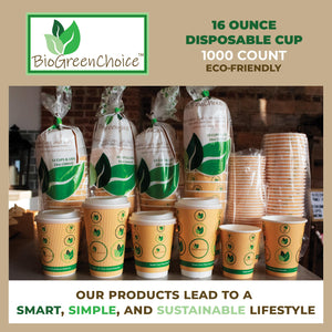 16 oz Eco-Friendly Hot Paper Cup W/Bio Lining (1000 Count)