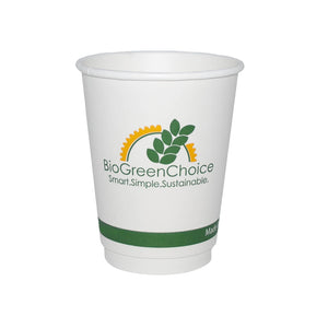 8 oz Eco-Friendly Double Wall Hot Paper Cup W/Bio Lining (1000 Count)
