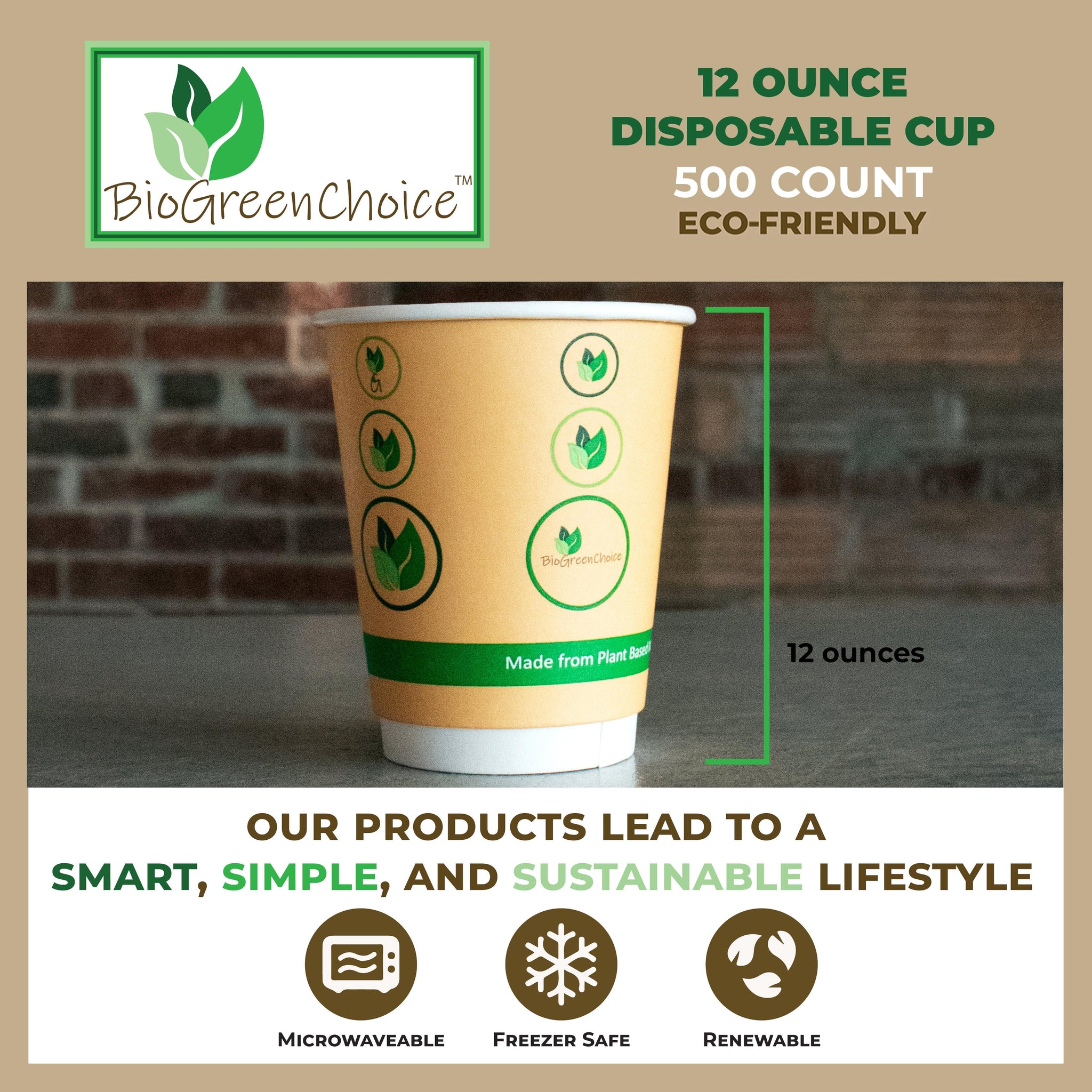 Sage Green Premium 12 oz Plastic Cups