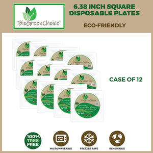 6.38-inch Compostable Fiber/Bagasse Square Plates