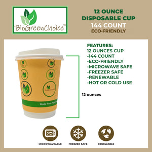 12 oz. Eco-Friendly Double Wall Hot Cup (144 count, 12 packs of 12)