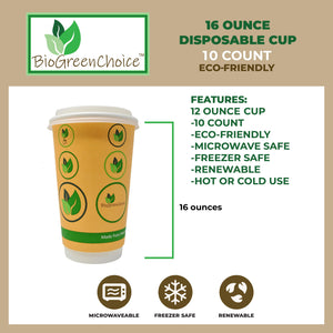 16oz Eco-Friendly Double Wall Hot Cup (120 Count, 12 packs of 10)