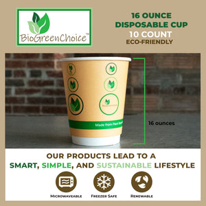 16oz Eco-Friendly Double Wall Hot Cup (120 Count, 12 packs of 10)