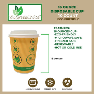 16 oz. Eco-Friendly Ripple Wall Hot Cup (120 Count, 12 packs of 10)