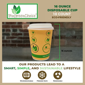 16 oz. Eco-Friendly Ripple Wall Hot Cup (120 Count, 12 packs of 10)
