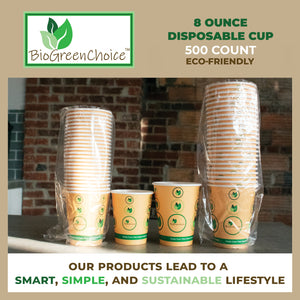 8oz Eco-Friendly Single Wall Eco-Friendly Hot Cup (500 Count)