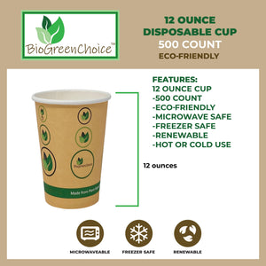 12oz Eco-Friendly Single Wall Hot Cup (500 Count)